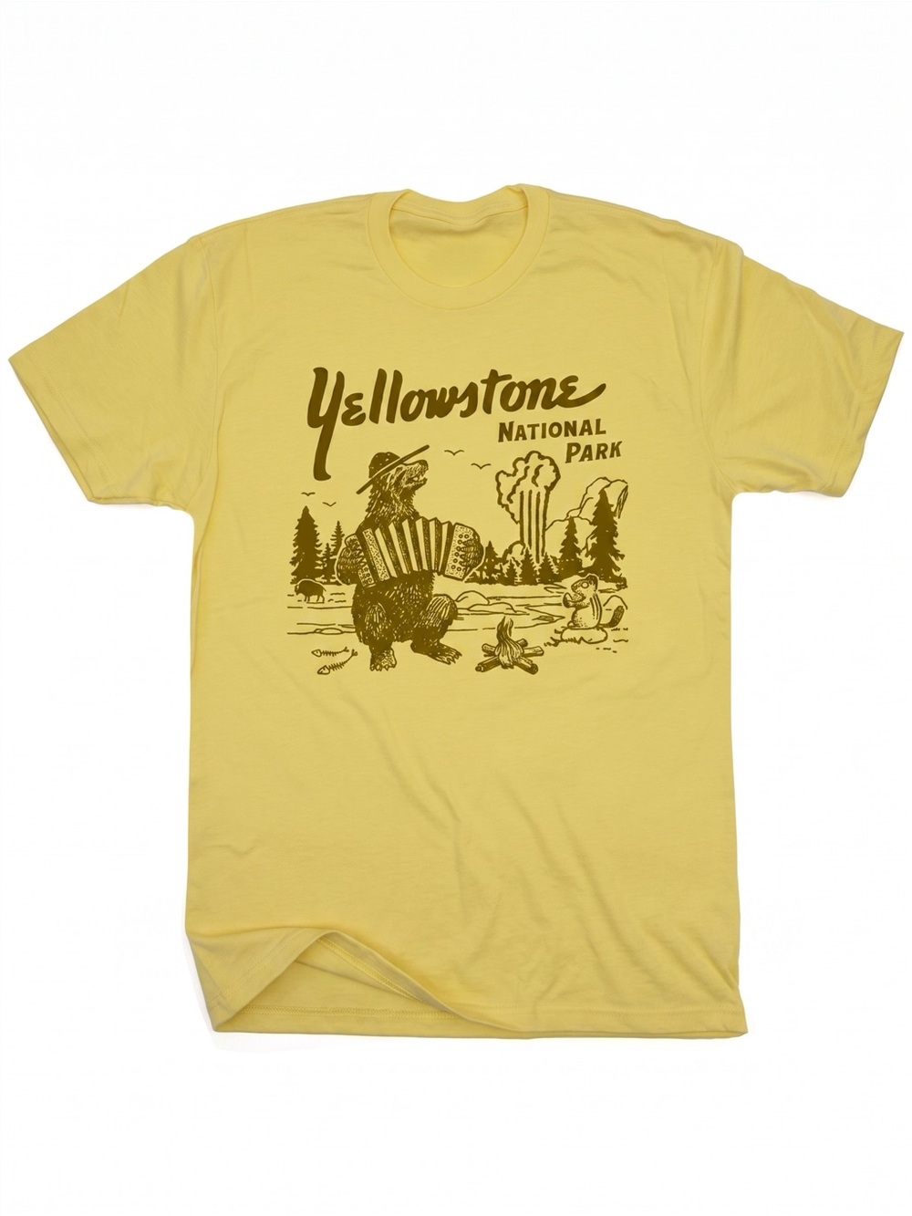 Gildan Yellow Yellowstone National Park Graphic Tee